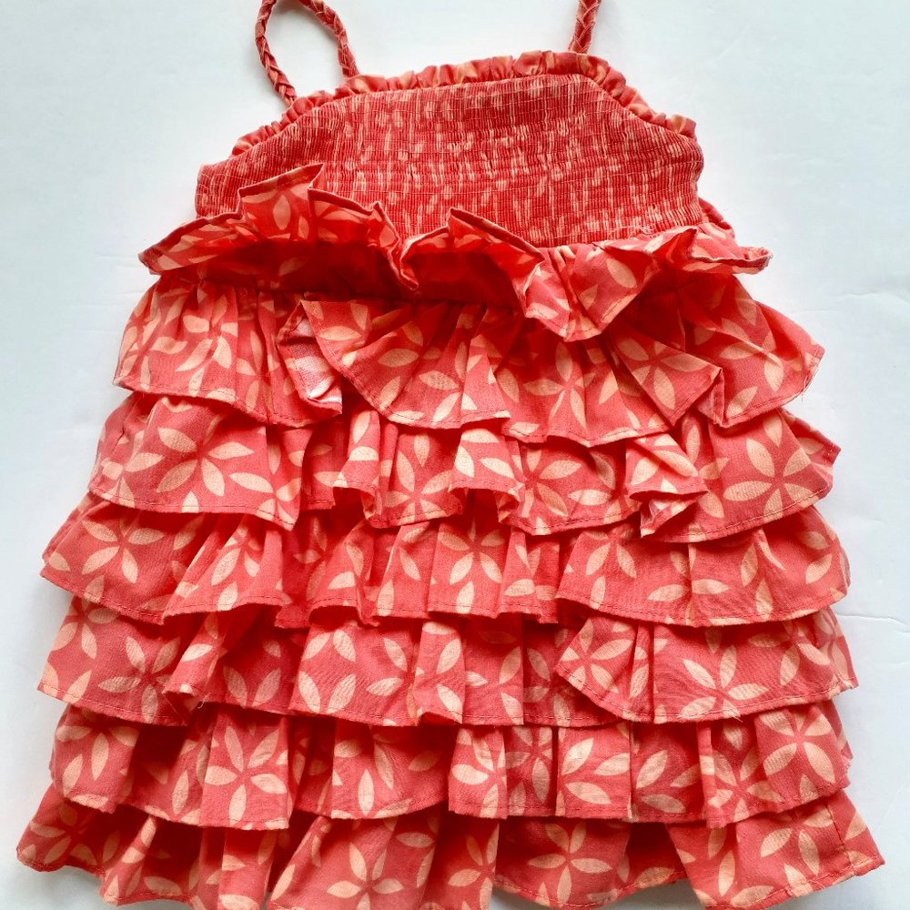 Calvin Klein Girls Dress Sleeveless Smocked Ruffle Tiered Floral 12 Months